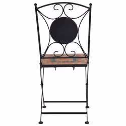 vidaXL 3x Mosaic Bistro Set Ceramic Tile Grey and Orange Patio Outdoor Table - Additional view 8