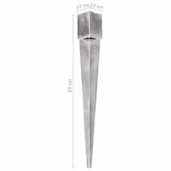 vidaXL 6x Ground Spike Silver Galvanised Steel Garden Outdoor Arch Soil Spear - Additional view 5