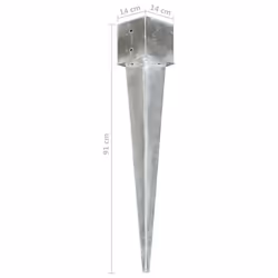 vidaXL Ground Spikes Soil Spear Ground Anchor 2 pcs Silver Galvanised Steel - Additional view 5
