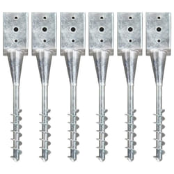 vidaXL 6x Ground Spike Silver Galvanised Steel Anchor Stake Garden Soil Spear