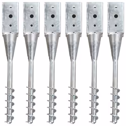 vidaXL 6x Ground Spike Silver Galvanised Steel Anchor Stake Soil Garden Spear