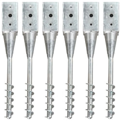 vidaXL 6x Ground Spike Silver Galvanised Steel Anchor Stake Soil Garden Spear