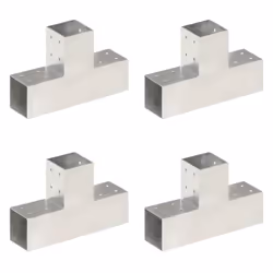 vidaXL 1/4x Post Connectors Galvanised Metal Wood Multi Shapes Multi Sizes - 81 x 81 mm/ 4 pcs, t shape