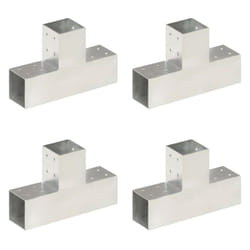 vidaXL 1/4x Post Connectors Galvanised Metal Wood Multi Shapes Multi Sizes - 81 x 81 mm/ 4 pcs, t shape