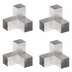 vidaXL 4x Post Connectors Y Shape Galvanised Metal 81x81mm Wood Beams Support