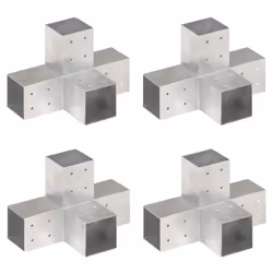 vidaXL 4x Post Connectors X Shape Galvanised Metal 81x81mm Wood Beams Support