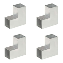 vidaXL 4x Post Connectors L Shape Galvanised Metal 91x91mm Wood Beams Support