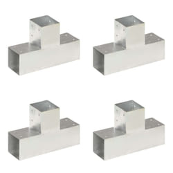 vidaXL 4x Post Connectors T Shape Galvanised Metal 91x91mm Wood Beams Support