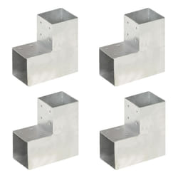 vidaXL 1/4x Post Connectors Galvanised Metal Wood Multi Shapes Multi Sizes - 101 x 101 mm/ 4 pcs, l shape