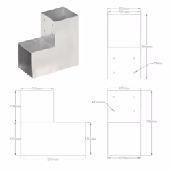 vidaXL 1/4x Post Connectors Galvanised Metal Wood Multi Shapes Multi Sizes - 101 x 101 mm/ 4 pcs, l shape - Additional view 7
