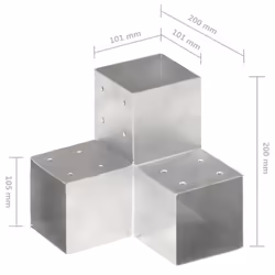 vidaXL 1/4x Post Connectors Galvanised Metal Wood Multi Shapes Multi Sizes - 101 x 101 mm/ 1 pcs, y shape - Additional view 4