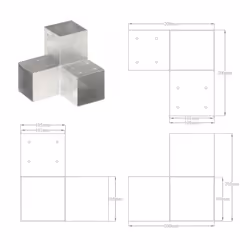 vidaXL 1/4x Post Connectors Galvanised Metal Wood Multi Shapes Multi Sizes - 101 x 101 mm/ 1 pcs, y shape - Additional view 5