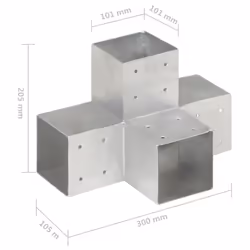 vidaXL 1/4x Post Connectors Galvanised Metal Wood Multi Shapes Multi Sizes - 101 x 101 mm/ 1 pcs, x shape