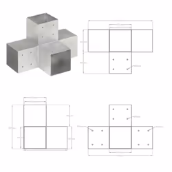 vidaXL 1/4x Post Connectors Galvanised Metal Wood Multi Shapes Multi Sizes - 101 x 101 mm/ 1 pcs, x shape - Additional view 6