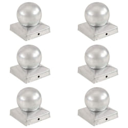 vidaXL 6x Post CapGlobe Final Galvanised Metal 91x91mm Fencing Barrier Top
