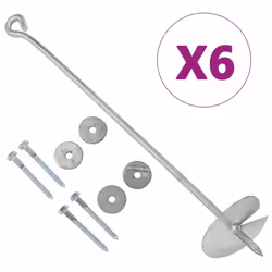 vidaXL 6x Earth Anchors Galvanised Metal Ground Anchor Hardware Accessory