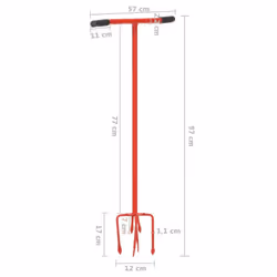 vidaXL Garden Claw Red Steel Soil Cultivator Gardening Hand Lawn Tool Weeding - Additional view 6