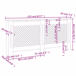 vidaXL Radiator Cover Black MDF Wood Grill Cabinet Heater Shelf Heating Unit - Additional view 7