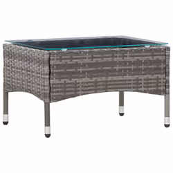 vidaXL Coffee Table Grey Poly Rattan Outdoor Garden Patio Tea Tables Furniture