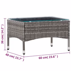 vidaXL Coffee Table Grey Poly Rattan Outdoor Garden Patio Tea Tables Furniture