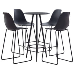 vidaXL 5 Piece Bar Set with Black Tabletop Plastic Black Pub Table and Chairs