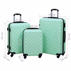 vidaXL 3x Hardcase Trolley Set Mint ABS Space-saving Travel Luggage Suitcase