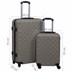 vidaXL 2x Hardcase Trolley Set Anthracite ABS Travel Luggage Bag Suitcase Set - Additional view 3