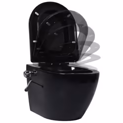 vidaXL Wall Hung Rimless Toilet with Bidet Function Ceramic Black Suspended
