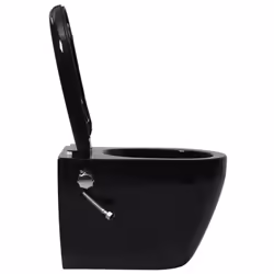 vidaXL Wall Hung Rimless Toilet with Bidet Function Ceramic Black Suspended - Additional view 4