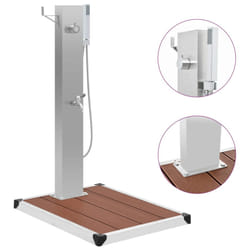 vidaXL Outdoor Shower with Tray WPC Stainless Steel Garden Shower Tower Panel