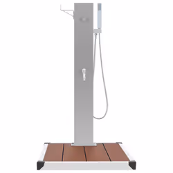 vidaXL Outdoor Shower with Tray WPC Stainless Steel Garden Shower Tower Panel