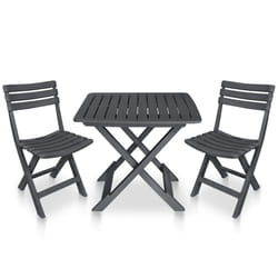 vidaXL 3 Piece Folding Bistro Set Plastic Anthracite Patio Dining Furniture