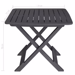 vidaXL 3 Piece Folding Bistro Set Plastic Anthracite Patio Dining Furniture - Additional view 8