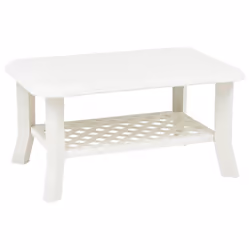 vidaXL Coffee Table White 90cm Plastic Couch Side End Outdoor Garden Stand