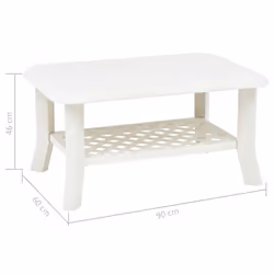 vidaXL Coffee Table White 90cm Plastic Couch Side End Outdoor Garden Stand
