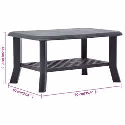 vidaXL Coffee Table Anthracite 90cm Plastic Couch Side Outdoor Garden Stand