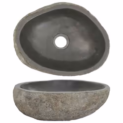 vidaXL Basin River Stone Sink Basin Washing Bowl Toilet Bathroom Basin Oval