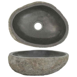 vidaXL Basin River Stone Sink Basin Washing Bowl Toilet Bathroom Basin Oval