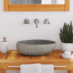 vidaXL Basin River Stone Sink Basin Washing Bowl Toilet Bathroom Basin Oval