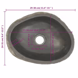 vidaXL Basin River Stone Sink Basin Washing Bowl Toilet Bathroom Basin Oval - Additional view 5