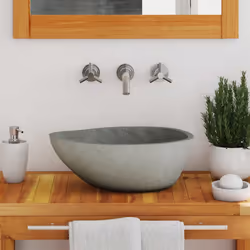 vidaXL Basin River Stone Sink Basin Washing Bowl Toilet Bathroom Basin Oval - Additional view 2