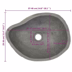vidaXL Basin River Stone Sink Basin Washing Bowl Toilet Bathroom Basin Oval - Additional view 5