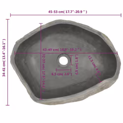 vidaXL Basin River Stone Sink Basin Washing Bowl Toilet Bathroom Basin Oval - Additional view 5