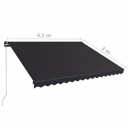vidaXL Manual Retractable Awning Outdoor Patio Awning Sunshade Garden Canopy - anthracite - Additional view 3