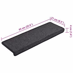 vidaXL Carpet Stair Treads Stair Mat Stair Protector Rug 15 pcs Anthracite - Additional view 7