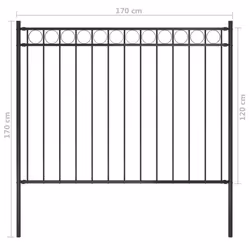 vidaXL Garden Fence Steel 1,7x1,2m Black Outdoor Border Edging Fencing Barrier