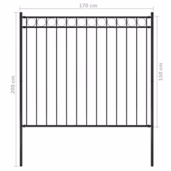 vidaXL Garden Fence Steel 1,7x1,5m Black Outdoor Border Edging Fencing Barrier - Additional view 3