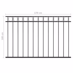 vidaXL Fence Panel Steel 1,7x1m Black Outdoor Border Edging Fencing Barrier