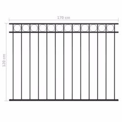 vidaXL Fence Panel Steel 1,7x1,2m Black Outdoor Border Edging Fencing Barrier