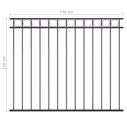 vidaXL Fence Panel Steel 1,7x1,5m Black Outdoor Border Edging Fencing Barrier - Additional view 3
